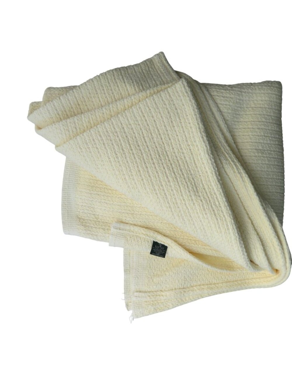 Vintage 90s Ralph Lauren Woven Textured Weaved Queen Yellow 100% Cotton Blanket